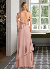 Load image into Gallery viewer, Aliyah A-Line V-neck Floor-Length Bridesmaid Dress With Ruffle XXCP0013289