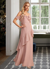 Load image into Gallery viewer, Aliyah A-Line V-neck Floor-Length Bridesmaid Dress With Ruffle XXCP0013289