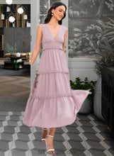 Load image into Gallery viewer, Janey A-LineV-neckTea-LengthBridesmaidDress#273655 XXCP0013290