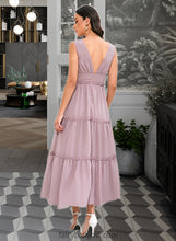 Load image into Gallery viewer, Janey A-LineV-neckTea-LengthBridesmaidDress#273655 XXCP0013290