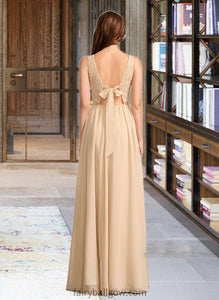 Stephanie A-Line V-neck Floor-Length Bridesmaid Dress With Sequins XXCP0013291