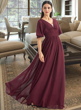 Load image into Gallery viewer, Daisy A-Line V-neck Floor-Length Bridesmaid Dress With Ruffle XXCP0013292