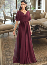 Load image into Gallery viewer, Daisy A-Line V-neck Floor-Length Bridesmaid Dress With Ruffle XXCP0013292