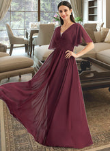 Load image into Gallery viewer, Daisy A-Line V-neck Floor-Length Bridesmaid Dress With Ruffle XXCP0013292