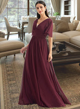 Load image into Gallery viewer, Daisy A-Line V-neck Floor-Length Bridesmaid Dress With Ruffle XXCP0013292