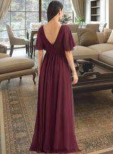 Load image into Gallery viewer, Daisy A-Line V-neck Floor-Length Bridesmaid Dress With Ruffle XXCP0013292