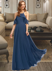 Kristina A-Line Square Neckline Floor-Length Chiffon Bridesmaid Dress XXCP0013294