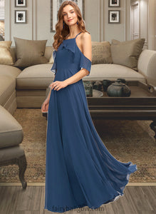 Kristina A-Line Square Neckline Floor-Length Chiffon Bridesmaid Dress XXCP0013294