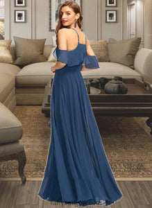 Kristina A-Line Square Neckline Floor-Length Chiffon Bridesmaid Dress XXCP0013294