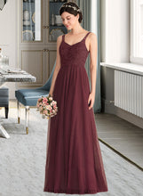 Load image into Gallery viewer, Talia A-Line/Princess V-neck Floor-Length Tulle Lace Bridesmaid Dress XXCP0013295