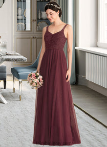 Talia A-Line/Princess V-neck Floor-Length Tulle Lace Bridesmaid Dress XXCP0013295