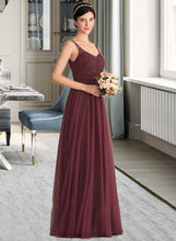 Load image into Gallery viewer, Talia A-Line/Princess V-neck Floor-Length Tulle Lace Bridesmaid Dress XXCP0013295