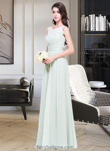 Maryjane A-Line Scoop Neck Floor-Length Chiffon Bridesmaid Dress With Ruffle XXCP0013296