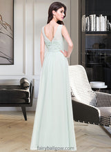 Load image into Gallery viewer, Maryjane A-Line Scoop Neck Floor-Length Chiffon Bridesmaid Dress With Ruffle XXCP0013296