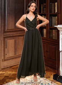 Moira A-LineV-neckAnkle-LengthBridesmaidDressWithSequinsSplitFront#273658 XXCP0013298