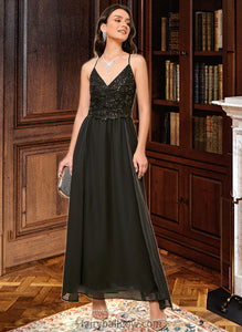 Moira A-LineV-neckAnkle-LengthBridesmaidDressWithSequinsSplitFront#273658 XXCP0013298