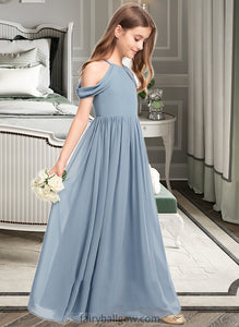 Maureen A-Line Scoop Neck Floor-Length Chiffon Junior Bridesmaid Dress With Ruffle XXCP0013302