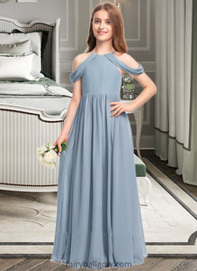 Maureen A-Line Scoop Neck Floor-Length Chiffon Junior Bridesmaid Dress With Ruffle XXCP0013302