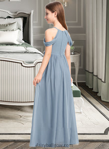 Maureen A-Line Scoop Neck Floor-Length Chiffon Junior Bridesmaid Dress With Ruffle XXCP0013302