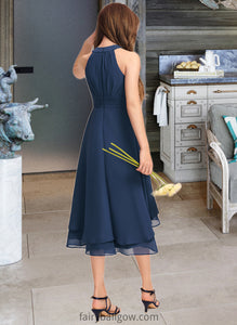 Naima A-Line Scoop Neck Asymmetrical Chiffon Junior Bridesmaid Dress With Ruffles XXCP0013303