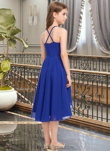 Shayna A-Line Scoop Neck Asymmetrical Chiffon Junior Bridesmaid Dress With Ruffle XXCP0013304