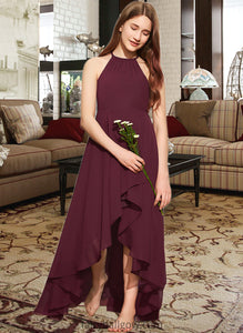 Shirley A-Line Scoop Neck Asymmetrical Chiffon Junior Bridesmaid Dress With Ruffle XXCP0013306