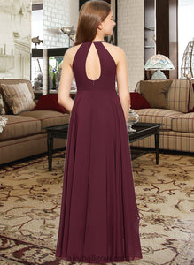 Shirley A-Line Scoop Neck Asymmetrical Chiffon Junior Bridesmaid Dress With Ruffle XXCP0013306