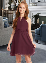 Load image into Gallery viewer, Alana A-Line Scoop Neck Knee-Length Chiffon Junior Bridesmaid Dress With Bow(s) XXCP0013308