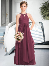 Load image into Gallery viewer, Azul A-Line Scoop Neck Floor-Length Chiffon Junior Bridesmaid Dress With Ruffle Beading XXCP0013313