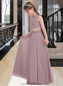 Elaina A-Line Scoop Neck Floor-Length Chiffon Junior Bridesmaid Dress XXCP0013316