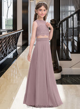 Load image into Gallery viewer, Elaina A-Line Scoop Neck Floor-Length Chiffon Junior Bridesmaid Dress XXCP0013316