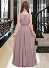 Load image into Gallery viewer, Elaina A-Line Scoop Neck Floor-Length Chiffon Junior Bridesmaid Dress XXCP0013316