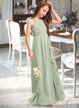 Load image into Gallery viewer, Janiyah A-Line Scoop Neck Floor-Length Chiffon Junior Bridesmaid Dress With Cascading Ruffles XXCP0013318