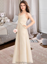 Load image into Gallery viewer, Tatiana A-Line V-neck Floor-Length Satin Junior Bridesmaid Dress With Pockets XXCP0013319