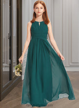 Load image into Gallery viewer, Fatima A-Line Scoop Neck Floor-Length Chiffon Junior Bridesmaid Dress With Ruffle XXCP0013320