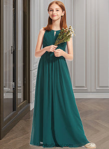 Fatima A-Line Scoop Neck Floor-Length Chiffon Junior Bridesmaid Dress With Ruffle XXCP0013320