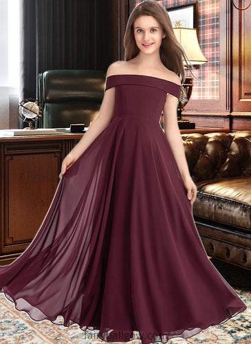 Alisha A-Line Off-the-Shoulder Floor-Length Chiffon Junior Bridesmaid Dress XXCP0013323