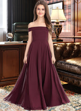 Load image into Gallery viewer, Alisha A-Line Off-the-Shoulder Floor-Length Chiffon Junior Bridesmaid Dress XXCP0013323