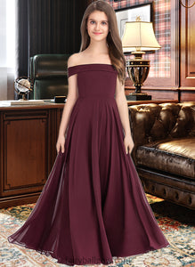 Alisha A-Line Off-the-Shoulder Floor-Length Chiffon Junior Bridesmaid Dress XXCP0013323