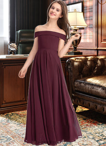 Alisha A-Line Off-the-Shoulder Floor-Length Chiffon Junior Bridesmaid Dress XXCP0013323