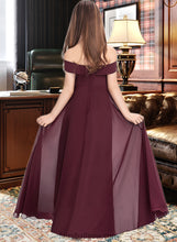 Load image into Gallery viewer, Alisha A-Line Off-the-Shoulder Floor-Length Chiffon Junior Bridesmaid Dress XXCP0013323