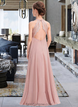 Load image into Gallery viewer, Donna A-Line Scoop Neck Floor-Length Chiffon Lace Junior Bridesmaid Dress XXCP0013324