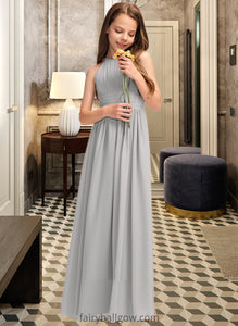 Fiona A-Line Scoop Neck Floor-Length Chiffon Junior Bridesmaid Dress With Ruffle XXCP0013325