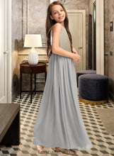 Load image into Gallery viewer, Fiona A-Line Scoop Neck Floor-Length Chiffon Junior Bridesmaid Dress With Ruffle XXCP0013325