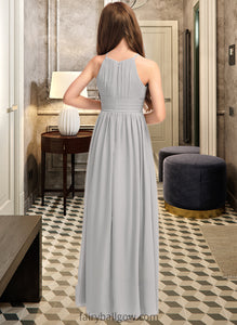 Fiona A-Line Scoop Neck Floor-Length Chiffon Junior Bridesmaid Dress With Ruffle XXCP0013325