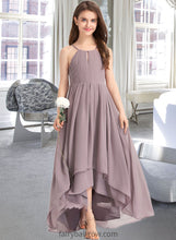 Load image into Gallery viewer, Madeline A-Line Scoop Neck Asymmetrical Chiffon Junior Bridesmaid Dress With Ruffle Bow(s) XXCP0013326