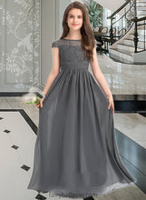 Load image into Gallery viewer, Ashleigh A-Line Scoop Neck Floor-Length Chiffon Lace Junior Bridesmaid Dress With Ruffle XXCP0013331