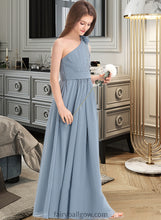 Load image into Gallery viewer, Tamia A-Line One-Shoulder Floor-Length Chiffon Junior Bridesmaid Dress With Ruffle Flower(s) XXCP0013332