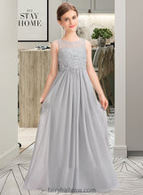 Load image into Gallery viewer, Meredith A-Line Scoop Neck Floor-Length Chiffon Lace Junior Bridesmaid Dress XXCP0013333