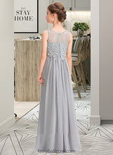 Load image into Gallery viewer, Meredith A-Line Scoop Neck Floor-Length Chiffon Lace Junior Bridesmaid Dress XXCP0013333